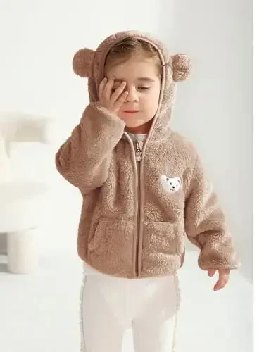Baby Boys Girls Fleece Jackets Zip Up Hoodies Cute Bear Coats Fall Winter Fuzzy Jacket Newborn Boys Girls Outwear - 4