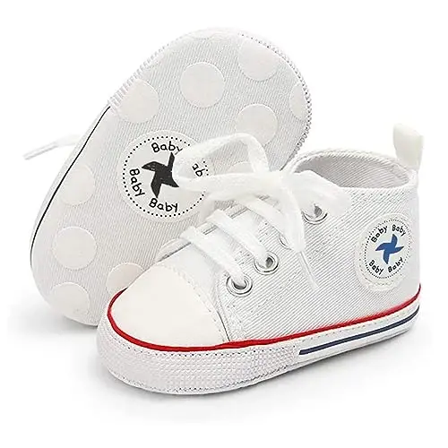 Baby Boys Girls Star High Top Sneaker Soft Anti-Slip Sole Newborn Infant First Walkers Canvas Denim Shoes 