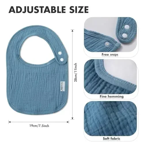 Muslin Bibs for Baby Boys Girls,Organic Muslin Baby Bib for Drooling and Teething,Soft Bandana Drool Bibs 5 Pack - 6