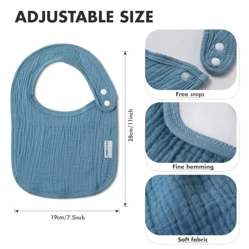 Muslin Bibs for Baby Boys Girls,Organic Muslin Baby Bib for Drooling and Teething,Soft Bandana Drool Bibs 5 Pack - 6