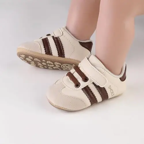 Baby Boys Girls Leather PRE-Walking Sneakers Toddler Anti-Slip Rubber Sole Infant Lightweight First Step Shoes - BABY (1)