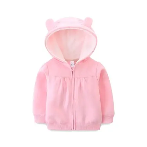 Baby Boy Girl Clothes Zip-Up Hoodies with Sherpa Lining Spring Fall Outerwear Coat - 1