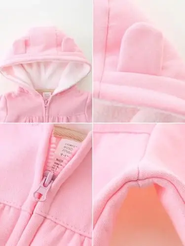 Baby Boy Girl Clothes Zip-Up Hoodies with Sherpa Lining Spring Fall Outerwear Coat - 4