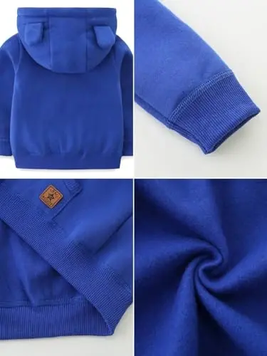 Baby Boy Girl Clothes Zip-Up Hoodies with Sherpa Lining Spring Fall Outerwear Coat - 6