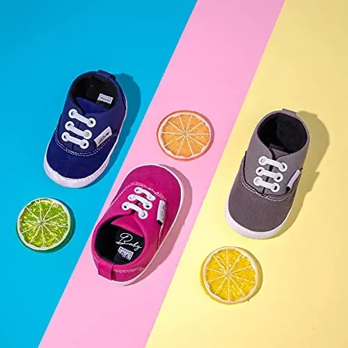 Infant Baby Boys Girls Canvas Sneaker Toddler Slip On Anti Skid Newborn First Walkers Candy Shoes for 0-18 Months - 2