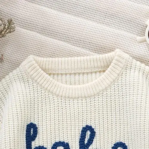 Infant Baby Boy Girl Knit Sweater Rooster Goose Embroidery Crew Neck Long Sleeve Pullover Knit Shirt Winter Clothes - 4