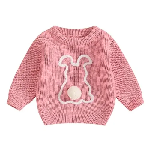 Infant Baby Boy Girl Knit Sweater Rooster Goose Embroidery Crew Neck Long Sleeve Pullover Knit Shirt Winter Clothes - 1