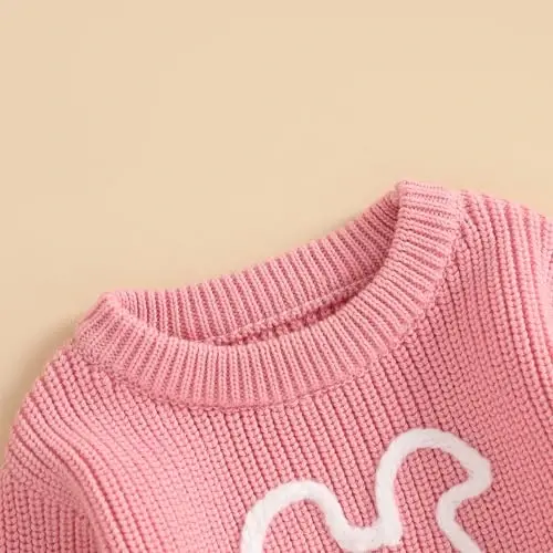 Infant Baby Boy Girl Knit Sweater Rooster Goose Embroidery Crew Neck Long Sleeve Pullover Knit Shirt Winter Clothes - 5