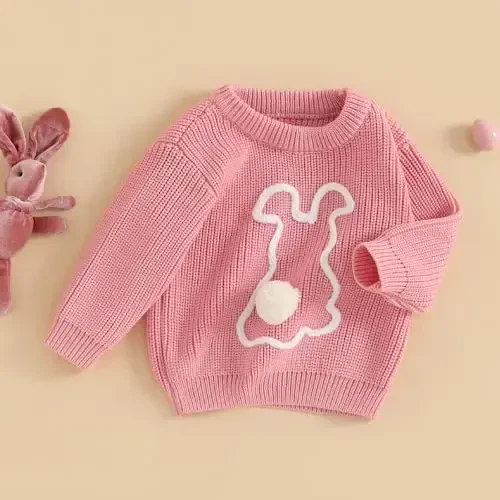 Infant Baby Boy Girl Knit Sweater Rooster Goose Embroidery Crew Neck Long Sleeve Pullover Knit Shirt Winter Clothes - INFANT (1)