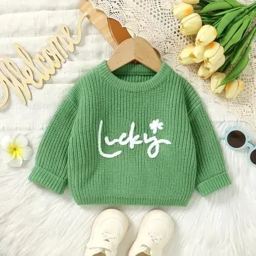 Infant Baby Boy Girl Knit Sweater Rooster Goose Embroidery Crew Neck Long Sleeve Pullover Knit Shirt Winter Clothes - INFANT (1)