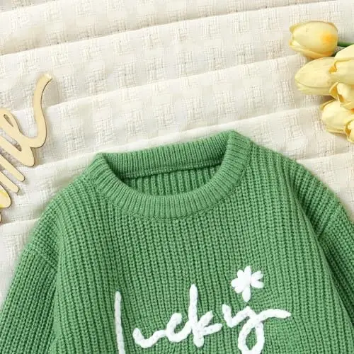 Infant Baby Boy Girl Knit Sweater Rooster Goose Embroidery Crew Neck Long Sleeve Pullover Knit Shirt Winter Clothes - 3