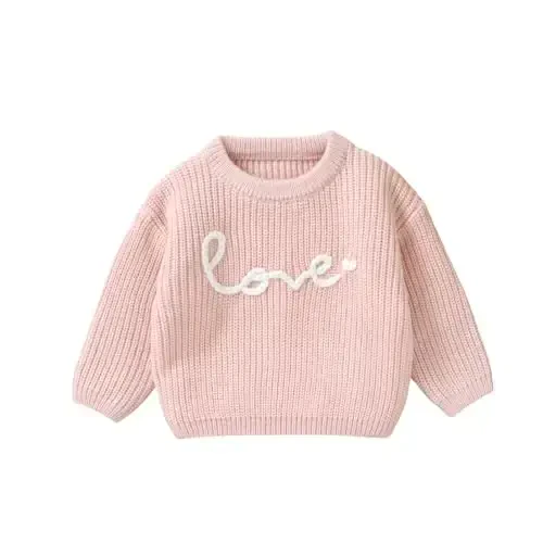 Infant Baby Boy Girl Knit Sweater Rooster Goose Embroidery Crew Neck Long Sleeve Pullover Knit Shirt Winter Clothes - INFANT