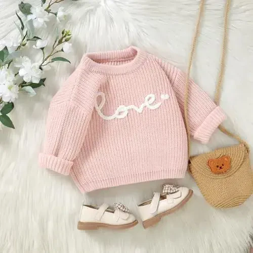 Infant Baby Boy Girl Knit Sweater Rooster Goose Embroidery Crew Neck Long Sleeve Pullover Knit Shirt Winter Clothes - INFANT (1)