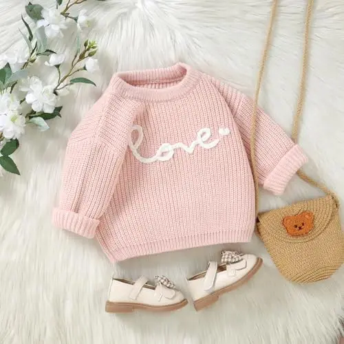 Infant Baby Boy Girl Knit Sweater Rooster Goose Embroidery Crew Neck Long Sleeve Pullover Knit Shirt Winter Clothes - 2