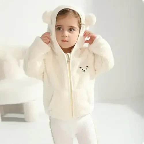 Baby Boys Girls Fleece Jackets Zip Up Hoodies Cute Bear Coats Fall Winter Fuzzy Jacket Newborn Boys Girls Outwear - Baby (1)