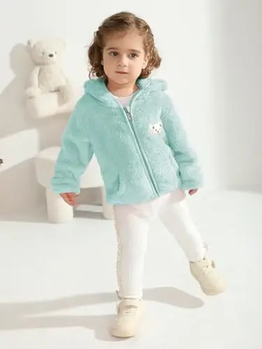 Baby Boys Girls Fleece Jackets Zip Up Hoodies Cute Bear Coats Fall Winter Fuzzy Jacket Newborn Boys Girls Outwear - 3