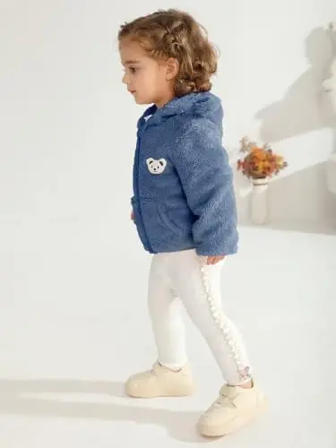 Baby Boys Girls Fleece Jackets Zip Up Hoodies Cute Bear Coats Fall Winter Fuzzy Jacket Newborn Boys Girls Outwear - 4