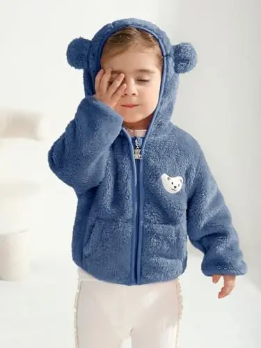 Baby Boys Girls Fleece Jackets Zip Up Hoodies Cute Bear Coats Fall Winter Fuzzy Jacket Newborn Boys Girls Outwear - 3