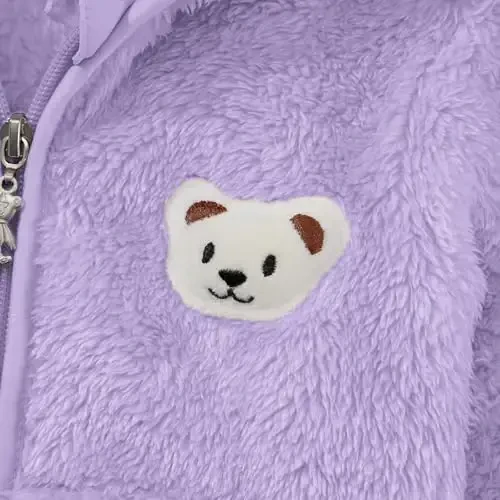Baby Boys Girls Fleece Jackets Zip Up Hoodies Cute Bear Coats Fall Winter Fuzzy Jacket Newborn Boys Girls Outwear - 7