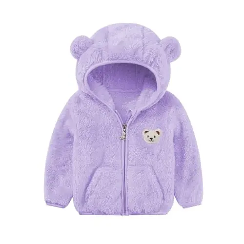 Baby Boys Girls Fleece Jackets Zip Up Hoodies Cute Bear Coats Fall Winter Fuzzy Jacket Newborn Boys Girls Outwear - 1