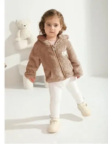Baby Boys Girls Fleece Jackets Zip Up Hoodies Cute Bear Coats Fall Winter Fuzzy Jacket Newborn Boys Girls Outwear - BABY (1)