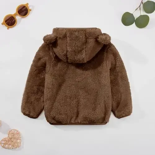 Baby Boys Girls Fleece Jackets Zip Up Hoodies Cute Bear Coats Fall Winter Fuzzy Jacket Newborn Boys Girls Outwear - 6