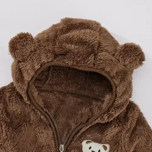 Baby Boys Girls Fleece Jackets Zip Up Hoodies Cute Bear Coats Fall Winter Fuzzy Jacket Newborn Boys Girls Outwear - 7