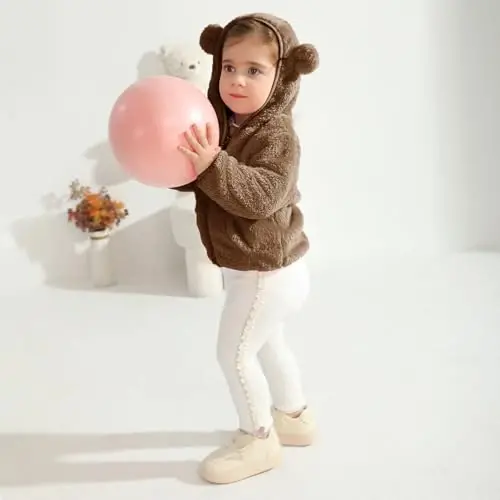 Baby Boys Girls Fleece Jackets Zip Up Hoodies Cute Bear Coats Fall Winter Fuzzy Jacket Newborn Boys Girls Outwear - 4