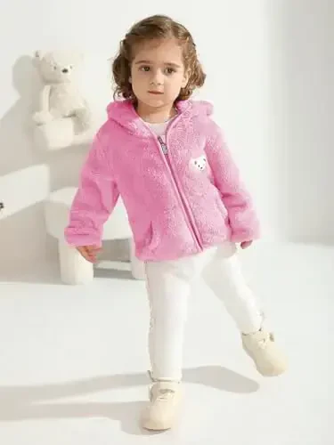 Baby Boys Girls Fleece Jackets Zip Up Hoodies Cute Bear Coats Fall Winter Fuzzy Jacket Newborn Boys Girls Outwear - 3
