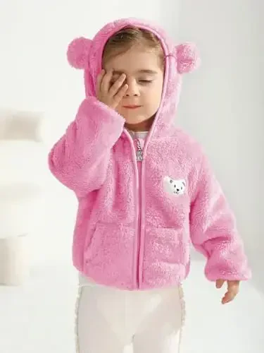 Baby Boys Girls Fleece Jackets Zip Up Hoodies Cute Bear Coats Fall Winter Fuzzy Jacket Newborn Boys Girls Outwear - BABY (1)