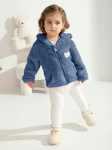 Baby Boys Girls Fleece Jackets Zip Up Hoodies Cute Bear Coats Fall Winter Fuzzy Jacket Newborn Boys Girls Outwear - 2