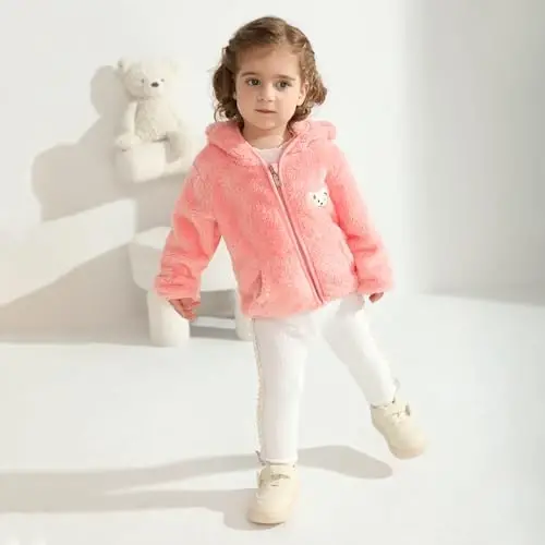 Baby Boys Girls Fleece Jackets Zip Up Hoodies Cute Bear Coats Fall Winter Fuzzy Jacket Newborn Boys Girls Outwear - 3