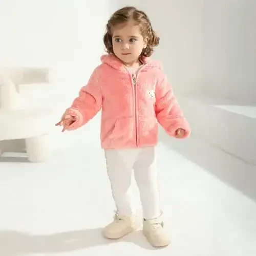 Baby Boys Girls Fleece Jackets Zip Up Hoodies Cute Bear Coats Fall Winter Fuzzy Jacket Newborn Boys Girls Outwear - 6