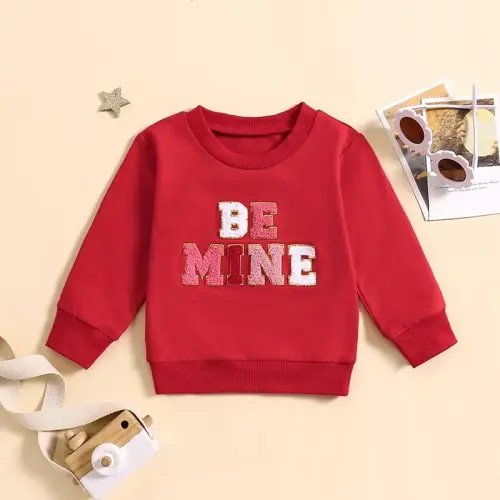 Baby Boy Girl Cute Long Sleeve Crew Neck Letters Heart Print Sweatshirt Infant Newborn Valentines Outfit - 2
