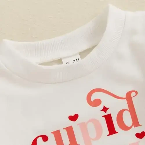 Baby Boy Girl Cute Long Sleeve Crew Neck Letters Heart Print Sweatshirt Infant Newborn Valentines Outfit - 5