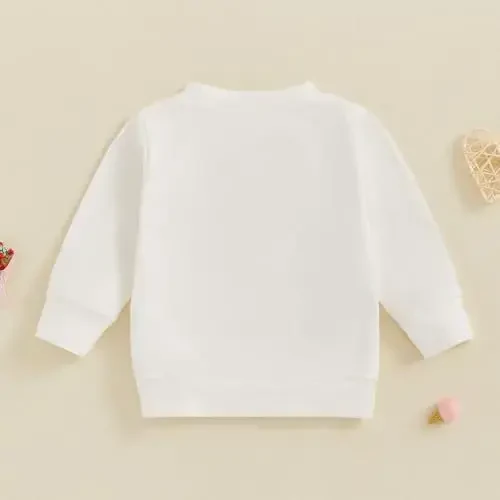 Baby Boy Girl Cute Long Sleeve Crew Neck Letters Heart Print Sweatshirt Infant Newborn Valentines Outfit - 4