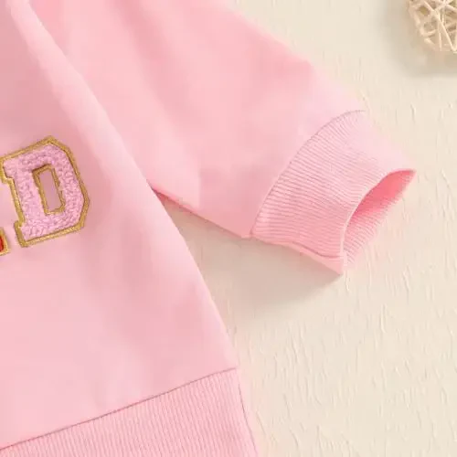 Baby Boy Girl Cute Long Sleeve Crew Neck Letters Heart Print Sweatshirt Infant Newborn Valentines Outfit - 6