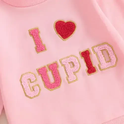 Baby Boy Girl Cute Long Sleeve Crew Neck Letters Heart Print Sweatshirt Infant Newborn Valentines Outfit - 7