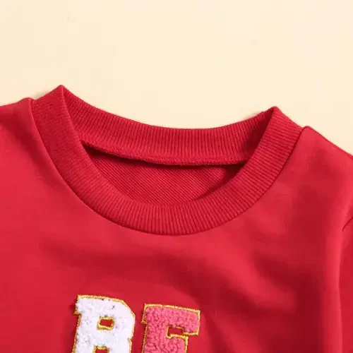 Baby Boy Girl Cute Long Sleeve Crew Neck Letters Heart Print Sweatshirt Infant Newborn Valentines Outfit - 3