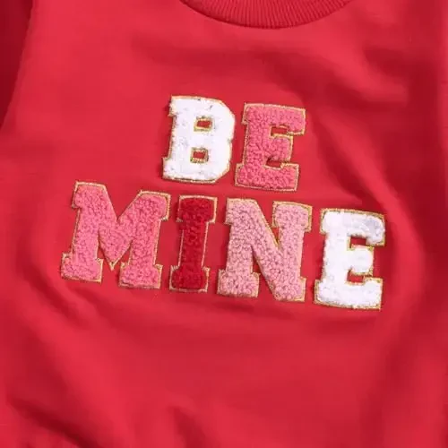 Baby Boy Girl Cute Long Sleeve Crew Neck Letters Heart Print Sweatshirt Infant Newborn Valentines Outfit - 4