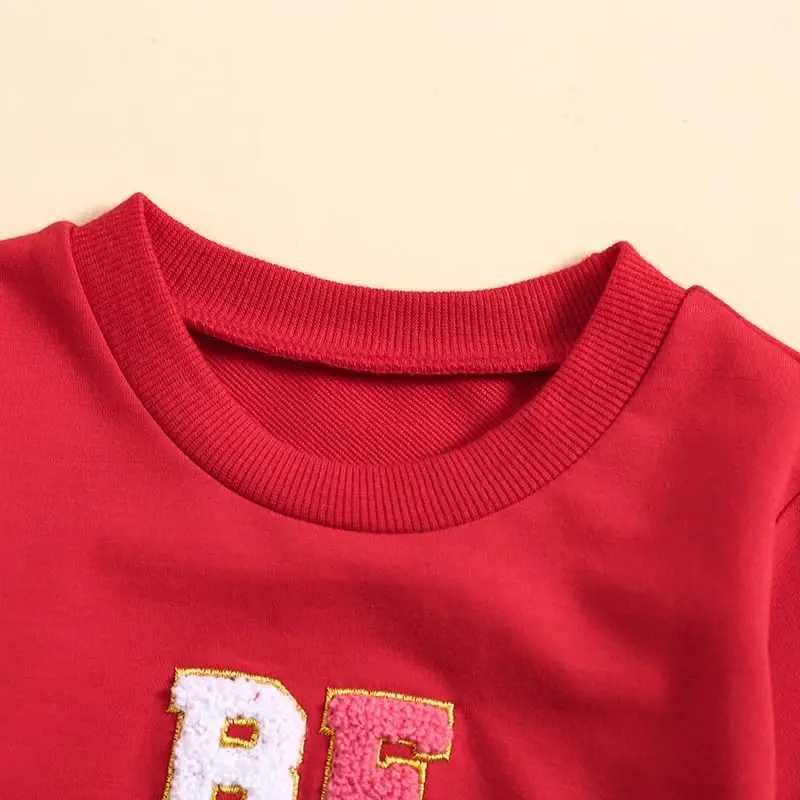 Baby Boy Girl Cute Long Sleeve Crew Neck Letters Heart Print Sweatshirt Infant Newborn Valentines Outfit - 3