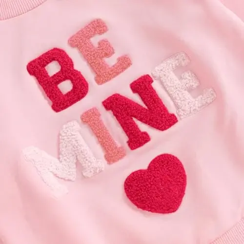 Baby Boy Girl Cute Long Sleeve Crew Neck Letters Heart Print Sweatshirt Infant Newborn Valentines Outfit - 6