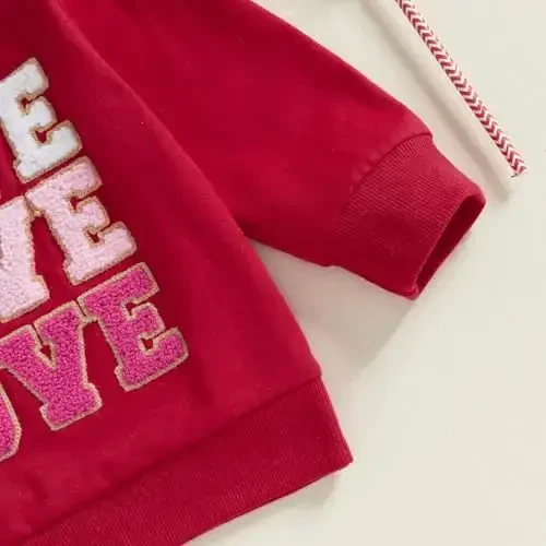Baby Boy Girl Cute Long Sleeve Crew Neck Letters Heart Print Sweatshirt Infant Newborn Valentines Outfit - 6
