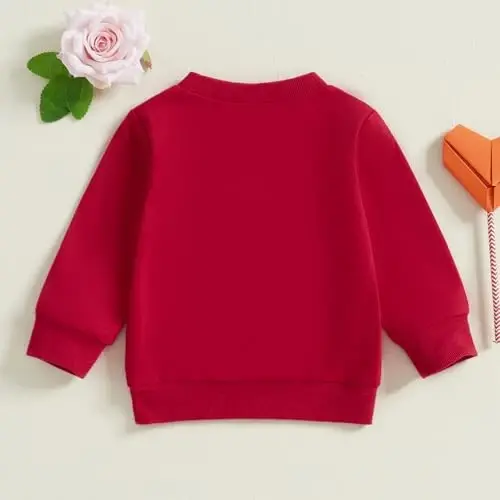Baby Boy Girl Cute Long Sleeve Crew Neck Letters Heart Print Sweatshirt Infant Newborn Valentines Outfit - 4