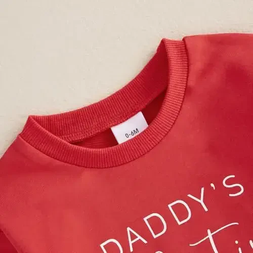 Baby Boy Girl Cute Long Sleeve Crew Neck Letters Heart Print Sweatshirt Infant Newborn Valentines Outfit - 5