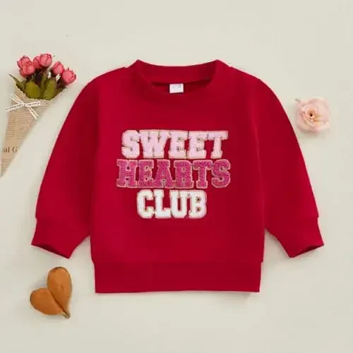 Baby Boy Girl Cute Long Sleeve Crew Neck Letters Heart Print Sweatshirt Infant Newborn Valentines Outfit - BABY (1)