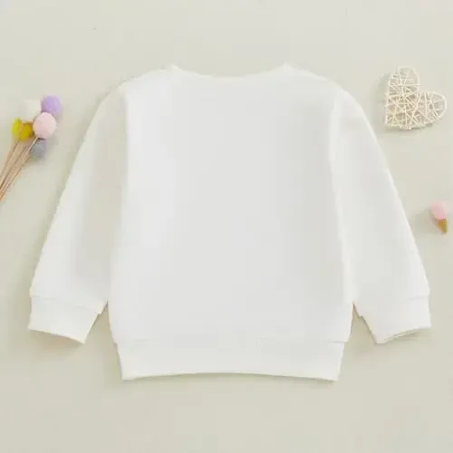 Baby Boy Girl Cute Long Sleeve Crew Neck Letters Heart Print Sweatshirt Infant Newborn Valentines Outfit - 4