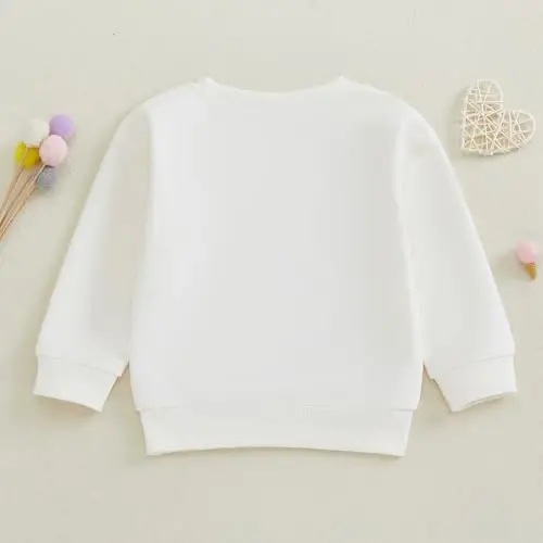 Baby Boy Girl Cute Long Sleeve Crew Neck Letters Heart Print Sweatshirt Infant Newborn Valentines Outfit - 4