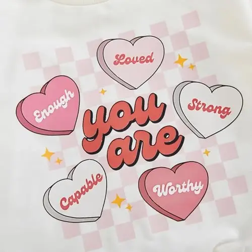 Baby Boy Girl Cute Long Sleeve Crew Neck Letters Heart Print Sweatshirt Infant Newborn Valentines Outfit - 6