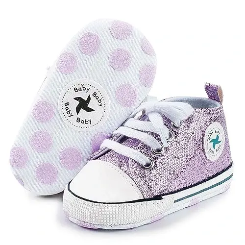 Baby Boys Girls Star High Top Sneaker Soft Anti-Slip Sole Newborn Infant First Walkers Canvas Denim Shoes 